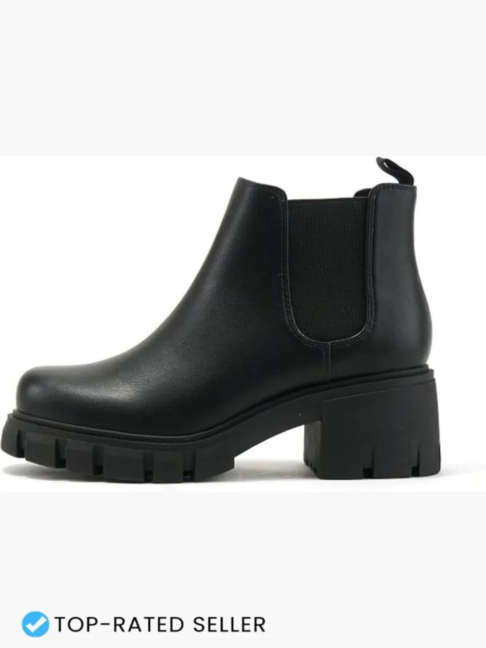 Lug Sole Mid Heel Chelsea Ankle Bootie Double Elastic Gore Pull On